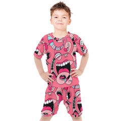 Big Mouth Worm Kids  T-shirt And Shorts Set by Dutashop