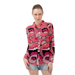 Big Mouth Worm Long Sleeve Chiffon Shirt