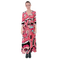 Big Mouth Worm Button Up Maxi Dress by Dutashop