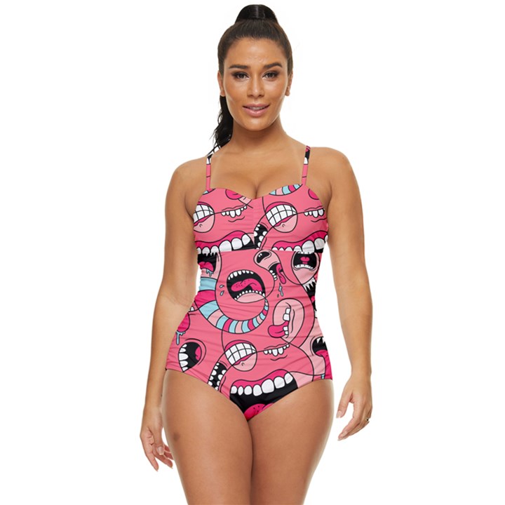 Big Mouth Worm Retro Full Coverage Swimsuit