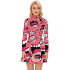 Big Mouth Worm Long Sleeve Velour Longline Dress by Dutashop