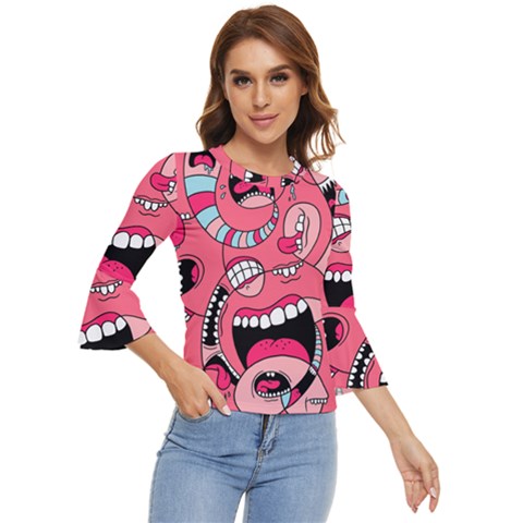 Big Mouth Worm Bell Sleeve Top by Dutashop