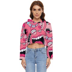 Big Mouth Worm Women s Lightweight Cropped Hoodie