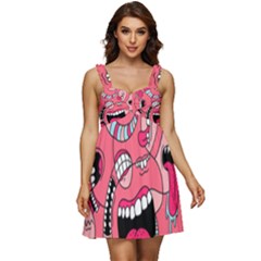 Big Mouth Worm Ruffle Strap Babydoll Chiffon Dress by Dutashop