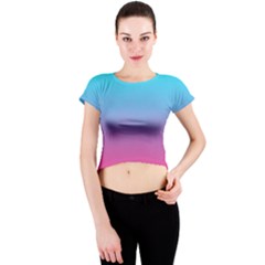 Blue Pink Purple Crew Neck Crop Top