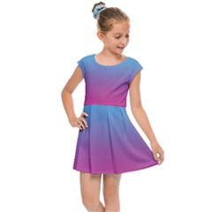 Blue Pink Purple Kids  Cap Sleeve Dress