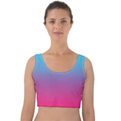 Blue Pink Purple Velvet Crop Top