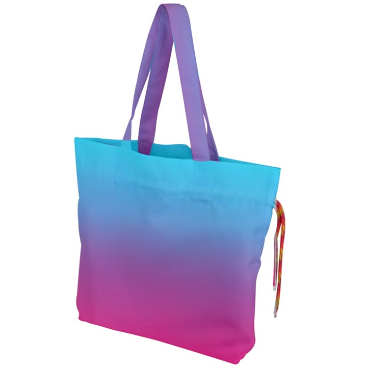 Blue Pink Purple Drawstring Tote Bag