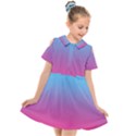 Blue Pink Purple Kids  Short Sleeve Shirt Dress View1