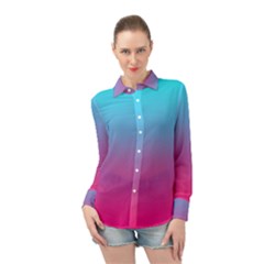 Blue Pink Purple Long Sleeve Chiffon Shirt