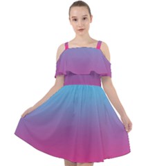 Blue Pink Purple Cut Out Shoulders Chiffon Dress by Dutashop