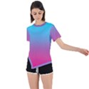 Blue Pink Purple Asymmetrical Short Sleeve Sports T-Shirt View1