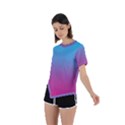 Blue Pink Purple Asymmetrical Short Sleeve Sports T-Shirt View2