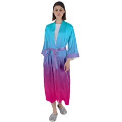 Blue Pink Purple Maxi Satin Kimono by Dutashop