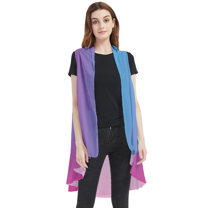 Blue Pink Purple Sleeveless Chiffon Waistcoat Shirt