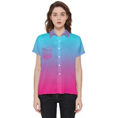 Blue Pink Purple Short Sleeve Pocket Shirt