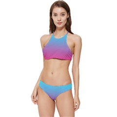 Blue Pink Purple Banded Triangle Bikini Set by Dutashop