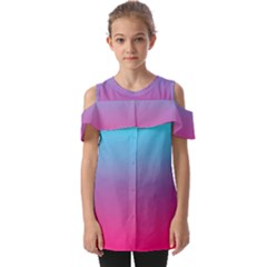 Blue Pink Purple Fold Over Open Sleeve Top