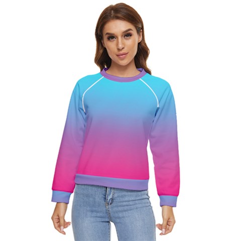 Blue Pink Purple Women s Long Sleeve Raglan T-shirt by Dutashop