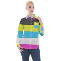 Bigender Flag Copy Women s Long Sleeve Pocket Shirt