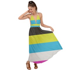 Bigender Flag Copy Backless Maxi Beach Dress by Dutashop