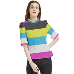 Bigender Flag Copy Frill Neck Blouse