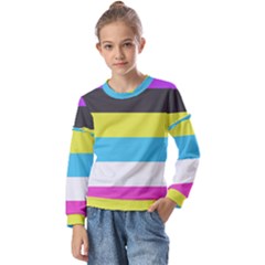 Bigender Flag Copy Kids  Long Sleeve T-shirt With Frill 