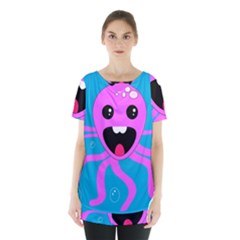 Bubble Octopus Copy Skirt Hem Sports Top by Dutashop