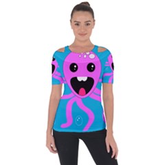 Bubble Octopus Copy Shoulder Cut Out Short Sleeve Top