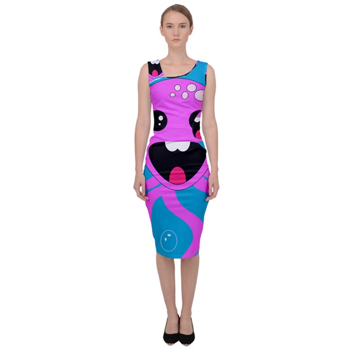 Bubble Octopus Copy Sleeveless Pencil Dress