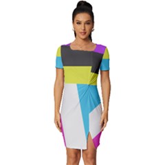 Bigender Flag Copy Fitted Knot Split End Bodycon Dress by Dutashop