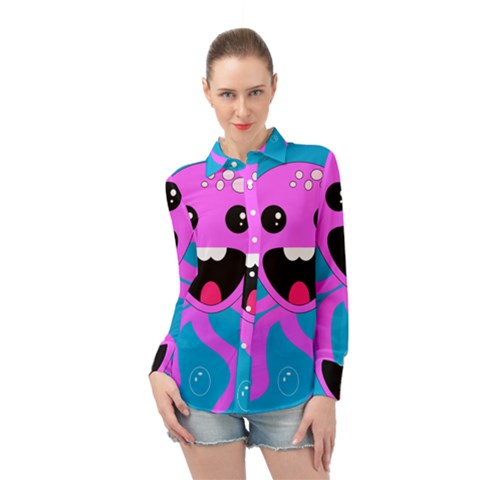 Bubble Octopus Copy Long Sleeve Chiffon Shirt by Dutashop