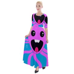 Bubble Octopus Copy Half Sleeves Maxi Dress