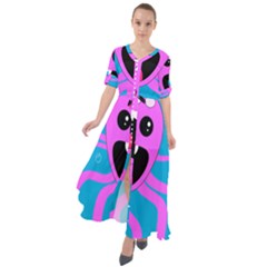 Bubble Octopus Copy Waist Tie Boho Maxi Dress