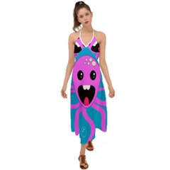 Bubble Octopus Copy Halter Tie Back Dress 