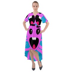 Bubble Octopus Copy Front Wrap High Low Dress