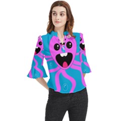 Bubble Octopus Copy Loose Horn Sleeve Chiffon Blouse