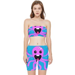 Bubble Octopus Copy Stretch Shorts And Tube Top Set by Dutashop