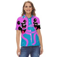 Bubble Octopus Copy Women s Short Sleeve Double Pocket Shirt