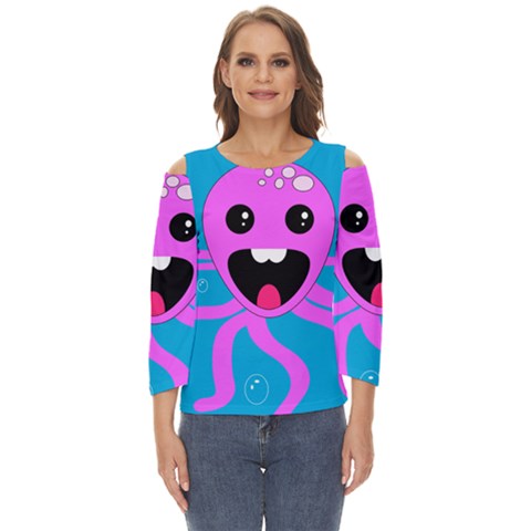 Bubble Octopus Copy Cut Out Wide Sleeve Top by Dutashop