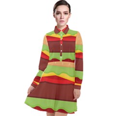 Cake Cute Burger Long Sleeve Chiffon Shirt Dress by Dutashop