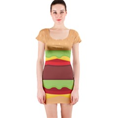 Cake Cute Burger Short Sleeve Bodycon Dress by Dutashop