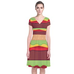 Cake Cute Burger Short Sleeve Front Wrap Dress by Dutashop