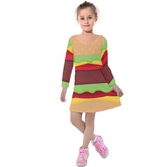 Cake Cute Burger Kids  Long Sleeve Velvet Dress