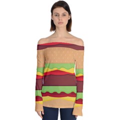 Cake Cute Burger Off Shoulder Long Sleeve Top by Dutashop