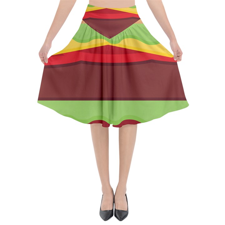 Cake Cute Burger Flared Midi Skirt