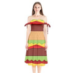 Cake Cute Burger Shoulder Tie Bardot Midi Dress