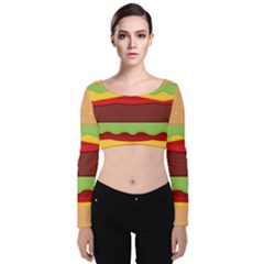 Cake Cute Burger Velvet Long Sleeve Crop Top by Dutashop