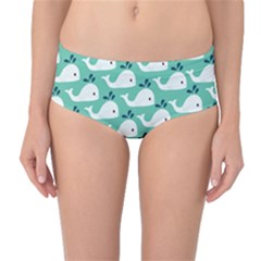 Whale Sea Blue Mid-waist Bikini Bottoms by Dutashop