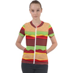 Cake Cute Burger Short Sleeve Zip Up Jacket